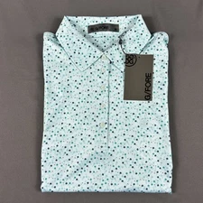 G/Fore G4 Womens Golf Shirt Polo Aye Papi Print Medium Blue Polyester MSRP $130