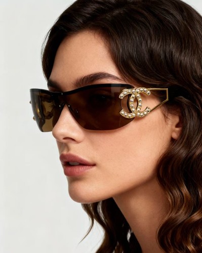 NEW CHANEL CH9579 Sunglasses Brown Lens Exclusive Shield Women's Sunglasses