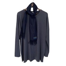 Cashmink V. Fraas Navy Blue Fringe Scarf