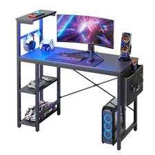 Gaming Desk with LED Lights, 44 Inch PC Gamer Desk for Small Spaces, Computer...