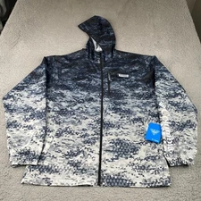 Colombia PFG Morning View Jacket Mens Large Blue Digital Camo Windbreaker NEW