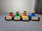 Vintage Fisher Price #930 Parking Garage Blue, Yellow, Green, Red Cars W/ People