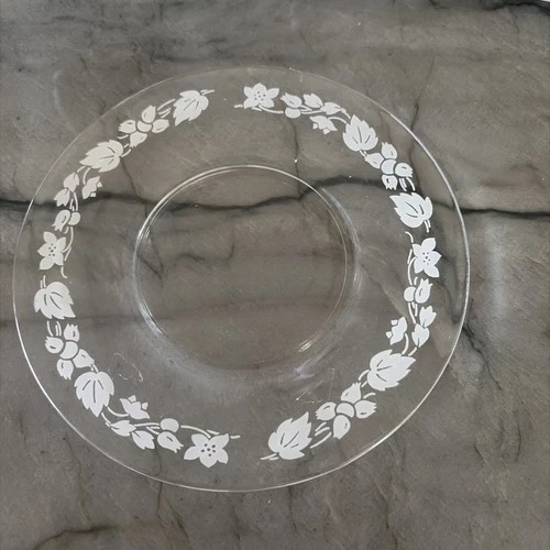 Vintage Anchor Hocking Gooseberry Pattern Clear Glass Dessert Plate. Set of 4