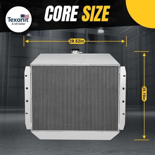 Aluminum Radiator Replacement CU433 Compatible with Ford Bronco 1968-1974 F100 F - Picture 4 of 12