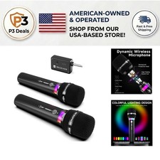 Karaoke Wireless Microphone - 40 Hours Battery Life, Auto-Pairing  LED Effects