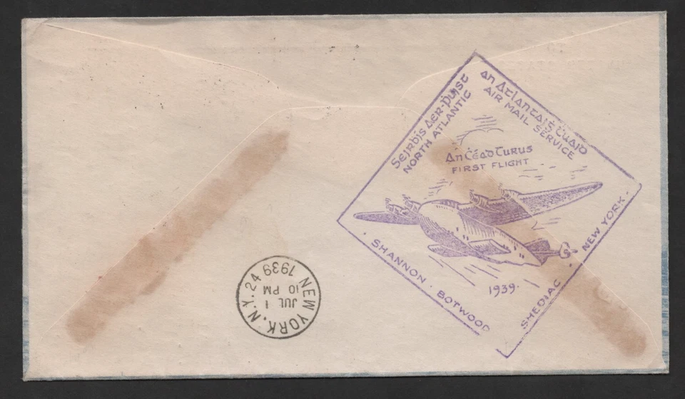 IRELAND US 1939 FIRST FLIGHT FLYING BOAT SHANNON BOTWOOD SHEDIAC NEW YORK - Image 2 of 2