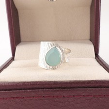Aqua Chalcedony Gemstone 925 Sterling Silver Ring Gifts For Her Jewelry D-3446