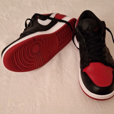 Jordan Air Jordan 1 Low Sneaker Schwarz Rot Weiß Leder Herren EU 44,5