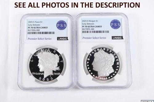 NobleSpirit (LB) 2025 S Morgan & Peace Silver Dollar Set NGC PF70 Ultra Cameo