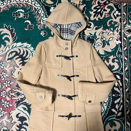 BURBERRY Hooded Long Duffle Coat Jacket Blouson Women Size 40 Camel Nova Plaid  - Afbeelding 4 van 20