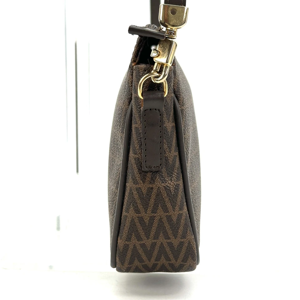 ¡Raro! Mario VALENTINO Mini Bolso de Hombro Bolsa PVC Cuero Marrón Auténtico _0164 Foto 4 de 4