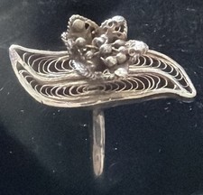 VTG Sterling Silver Filigree Flower Ring Size 6.75 Delicate Openwork Unmarked