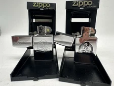 Zippo Slim Lighters Lot of 2 – Elvis Presley 1980s Vintage – Need New Flints