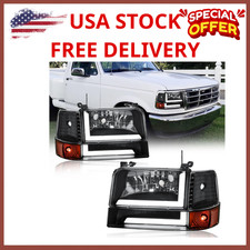 Led Drl Headlights Compatible With 1992-1996 Ford F150 F250 F350 Ford Bronco R