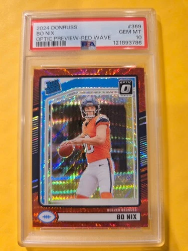 2024 Panini Donruss - Rated Rookie Bo Nix #369 Optic Preview Red Wave Prizm (RC)