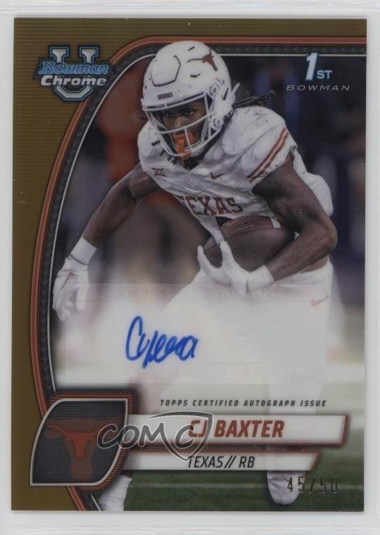 2024 Bowman U Chrome Prospect Gold Refractor 45/50 CJ Baxter #PA-CBA Auto 3hd