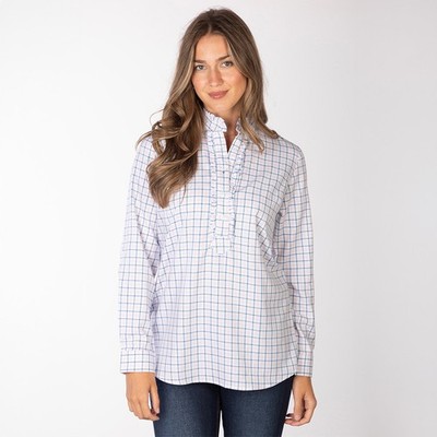 Damen Country Check Rüschen Kragen Hemd Damen Kariert Baumwolle Hemden Rydale