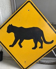 Vintage Authentic 1989 Retired Florida Panther Crossing Street Sign 30x30 Inches