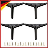 MöBelbeine Metall Schwarz Matt 12Cm 4 StüCk Diy SchrankfüßE Sofabeine Tischfuß
