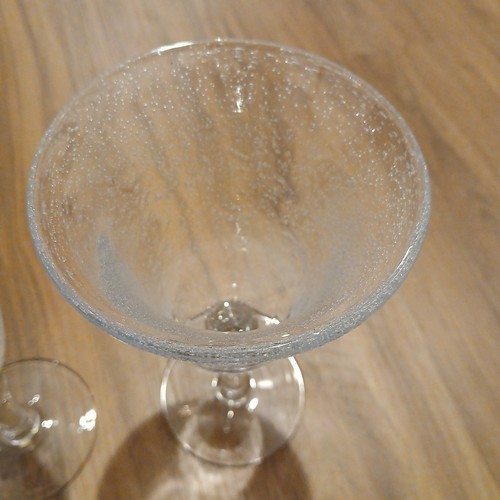 3 Artland Iris Handblown Clear Bubble Glass Goblets: Flared Rims & Rounded Stems - Picture 4 of 7