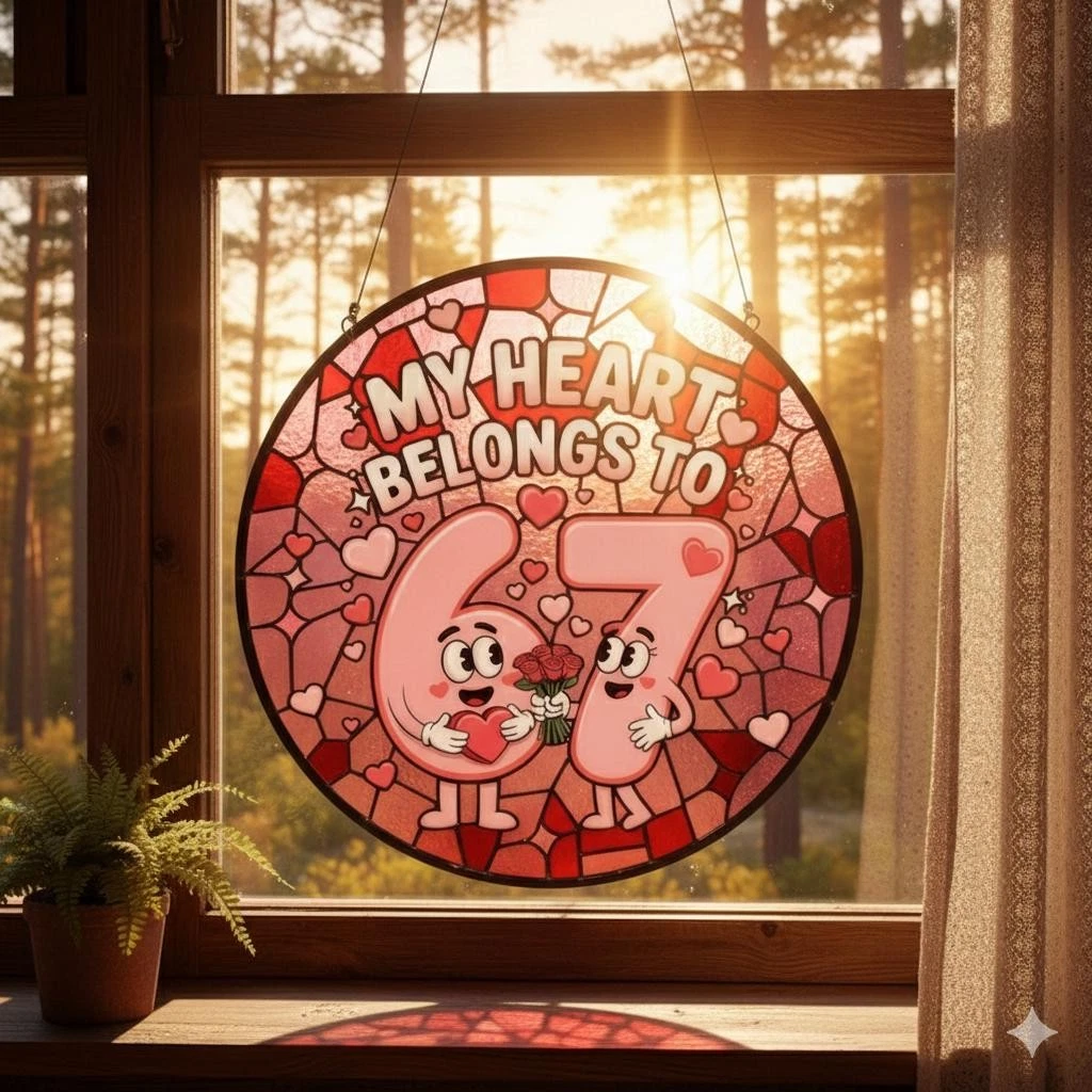 Romantic Couple Window Suncatcher, Stained Glass Style Valentine Gift