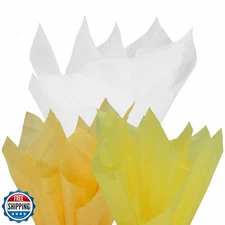 PMLAND Gift Wrapping Tissue Paper - Deep Yellow/Yellow/White Assorted - 26 In