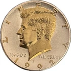 DANBURY MINT -  UNCIRCULATED 1992-P KENNEDY HALF DOLLAR - GOLD AND SILVER PLATED