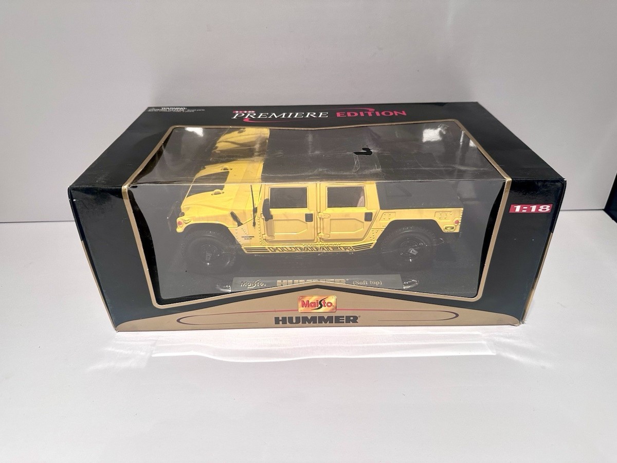 Maisto Hummer H1 SUV Yellow 1:18 Scale Soft Top Diecast Model Car