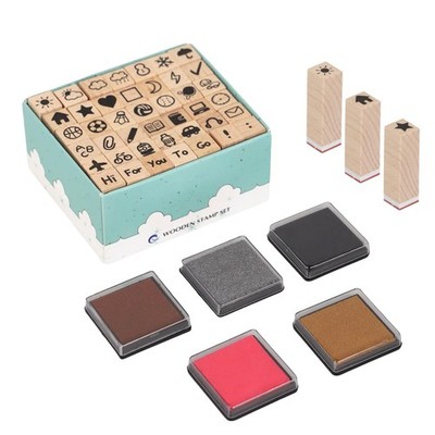 47PCS Wooden Rubber Stamps Set with 5 7.37 cm x 3.87 cm, Weather & Daily Life 
