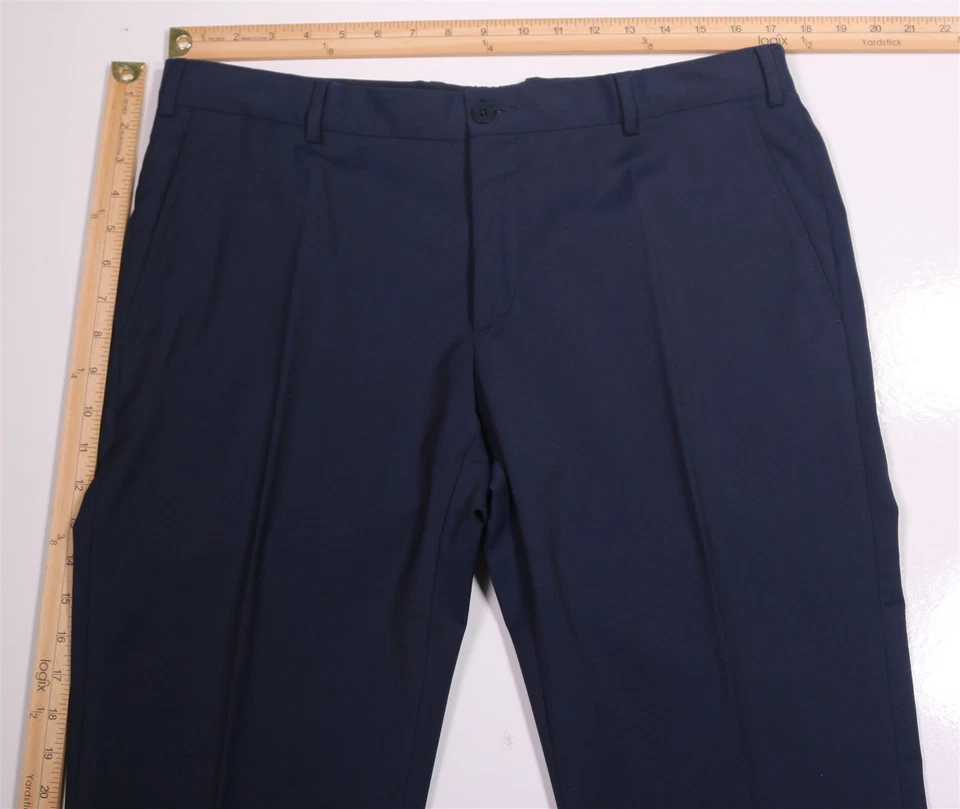 Pal Zileri Current Navy Blue Woven Wool Flat Front Slim Fit Dress Pants 36x31 - Image 4 of 4