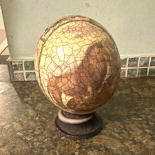 Small Decorative Tabletop World Globe Rotating with Metal Base Brown Beige