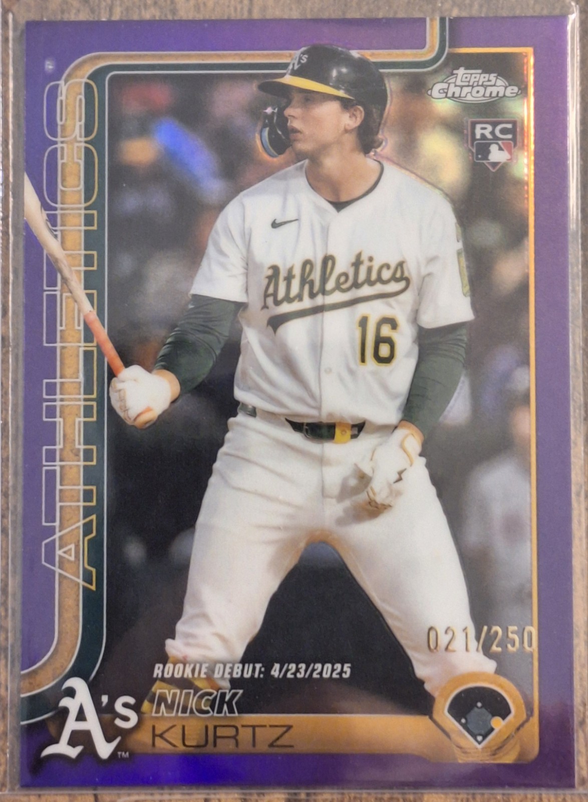 2025 Topps Chrome Update NICK KURTZ Rookie Debut Purple Refractor /250 ATHLETICS