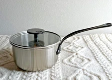 Mauviel Stainless Sauce Pan w/ Lid Black Handle