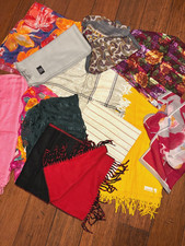 Reseller Lot: 12 True Vintage Scarves, Variety of Colors, Sizes