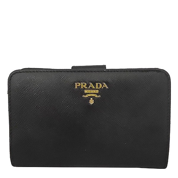 Prada 1ML225 black saffiano leather gold logo zip cuff bracelet