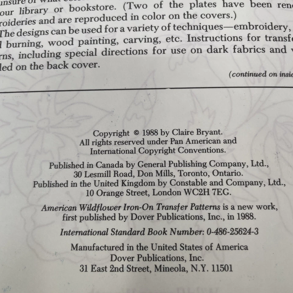 Redoute Roses + American Wildflower Iron-On Transfer Patterns Books Dover Series - Image 3 of 4