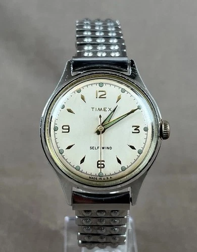 Vintage Timex 1958 Self Wind Viscount Men's 37mm Wristwatch Runs