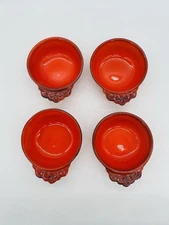 Metlox Poppytrain Individual Open Soup Server Red Rooster Red - Vintage Set of 4