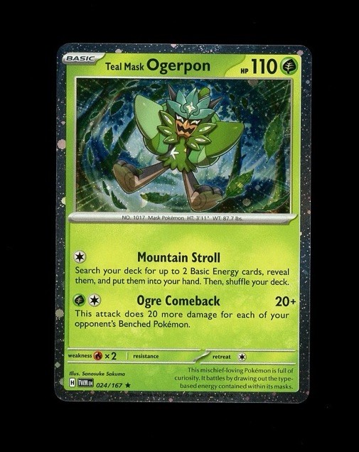 2024 Pokemon Twilight Masquerade HOLO FOIL TEAL MASK OGERPON 24/167! POOR CREASE