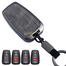 For Toyota Camry Corolla Rav4 Prius Metal Leather Car Key Fob Case Cover Chain