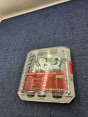 #ad Husky H46PCSTS 1 4 in. and 3 8 in. Stubby Ratchet and Socket 46 Piece 532135 $30.32