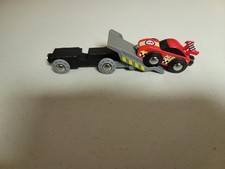 Hape Wooden Railway Car transporter Train with Race Car Very Good Condition