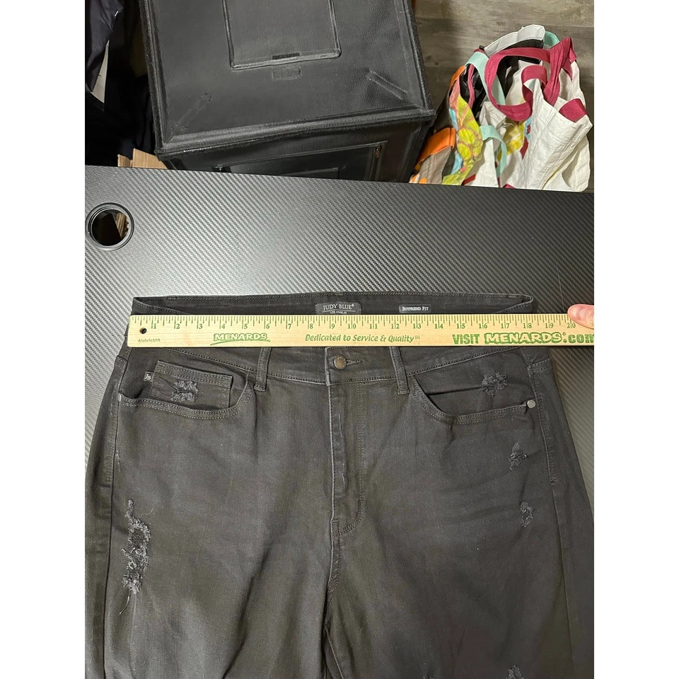 Judy Blue Distressed Boyfriend Fit Jeans Black Stretch Comfort Size 18W Plus - Image 4 of 4