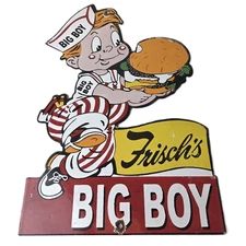 Vintage Big Boy Sign - Frischs Fast Food Porcelain Gas Pump Sign