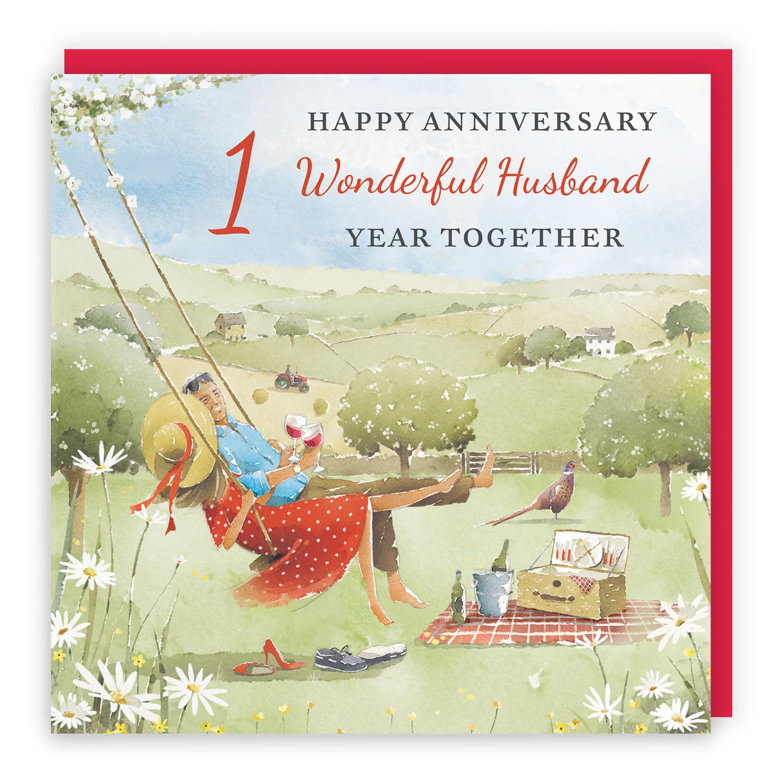 1st Husband Anniversary Card Meadow Picnic Milo's Gallery