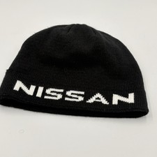 Vintage Y2k Adult Nissan Car Promo Spellout Black white Beanie Shift fun