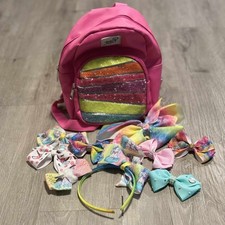 JoJo Siwa Assorted Bows Lot W/Mini Backpack Pink Rainbow Multicolor Headband Bow