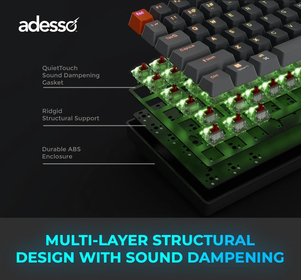 EasyTouch 1100 Wired/Wireless/Bluetooth Multi-OS Illuminated Mechanical VIA C... - Image 3 of 4