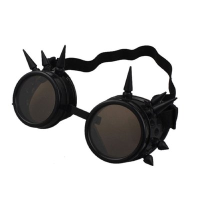 Steampunk Brille schwarz mit braunen Gläsern Spike Cyber Vintage Retro Brille UK