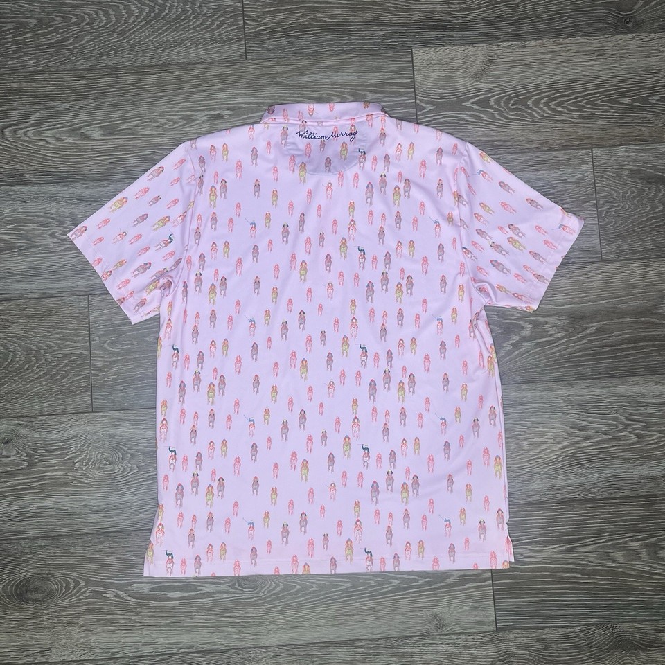 William Murray Golf Polo Shirt Mens XL Pink Horse Racing And They're